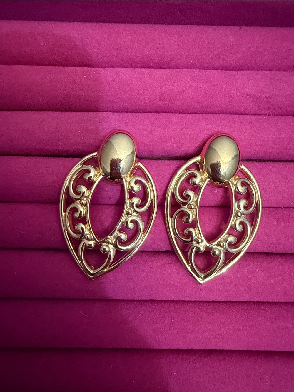 Gold Filigree Heart Drop Earrings - Women's Jewelry